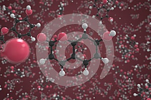 Umbelliferone molecule made with balls, conceptual molecular model. Chemical 3d rendering