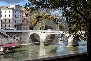 Umberto I Bridge crossing the river Tiber Tevere, Rome, Italy