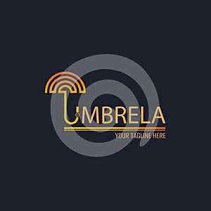 Umbrela line text logo template design for brand or company and other