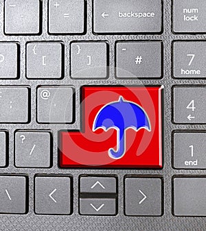 umbrella brollyweather sign icon computer communications typing keyboard keys