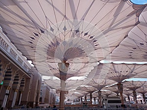Umbrella construction on the square of Al-Masjid An-Nabawi or Prophet Muhammed Mosque
