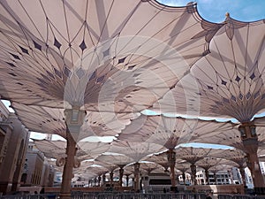 Umbrella construction on the square of Al-Masjid An-Nabawi or Prophet Muhammed Mosque