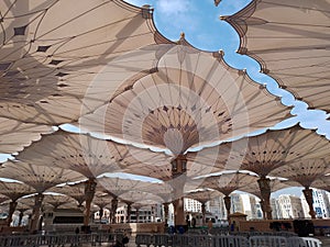 Umbrella construction on the square of Al-Masjid An-Nabawi or Prophet Muhammed Mosque