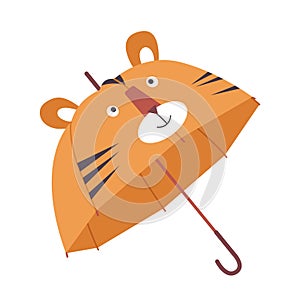 Umbrella with cute tiger pattern animal face design children protection against rain showers