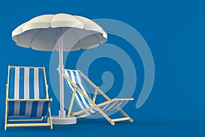 Umbrella with deck chairs