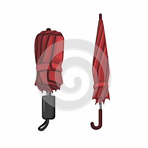 Umbrella Folded Collection Set illustration Vector