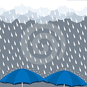 Umbrella heavy rain drop cloud vector