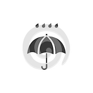 Umbrella and heavy rain. Isolated icon. Weather vector illustration