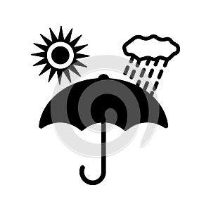 Umbrella, hot and rainy. Vector illustration of heat and wet save symbol on pack, isolated on blank background that can be edited