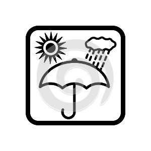 Umbrella, hot and rainy. Vector illustration of heat and wet save symbol on pack, isolated on blank background that can be edited