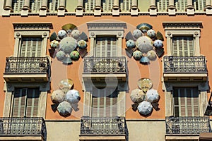 Umbrella House on La Rambla street, Barcelona, Spain