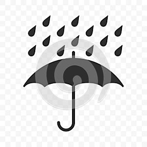 Umbrella icon, fragile box and keep away from water warning vector symbol. Package parcel logistics and delivery shipping,