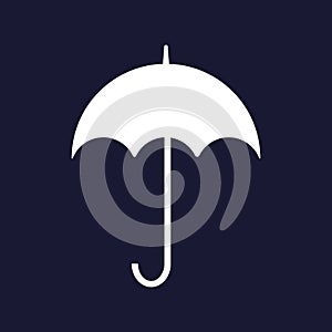 Umbrella Icon vector flat design. White vector icon