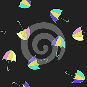 Umbrella icon vector illustration. Seamless pattern. Hand drawn colorful design
