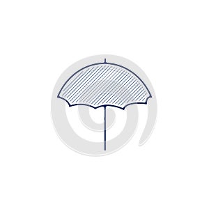 Umbrella line icon. Umbrella linear hand drawn pen style line icon