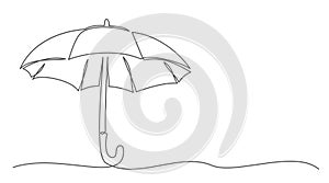 Umbrella One line drawing isolated on white background