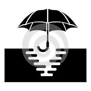 Umbrella in paddle icon, simple style