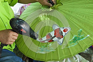 Umbrella painting, handmade fabric umbrella