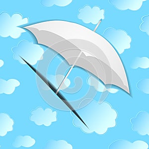 Umbrella from paper against the background of with clouds
