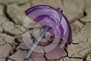 Umbrella on parched ground