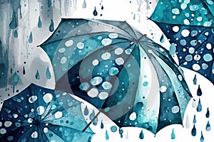 Rain drop on Umbrella, a small, spherical droplet of water that falls from the sky during a rainstorm. photo
