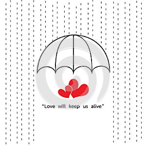 Umbrella protect rainy with two heart quotes