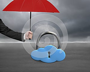 Umbrella protect sky blue cloud lock