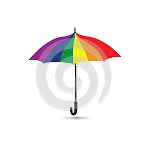 Umbrella in rainbow colores. Summer beach party parasol icon photo