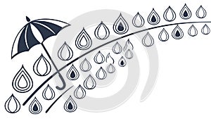 Umbrella with Raindrops and Rain Cloud Elements, vector design Generative AI