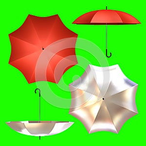 Umbrella red and shiny silver