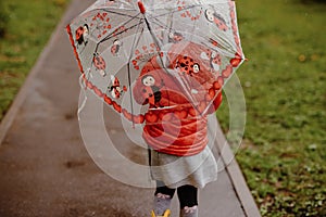 Umbrella red summer yellow boots girl toddler