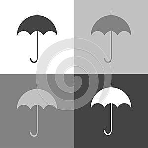Umbrella set Icon vector flat design. Vector icon on white-grey