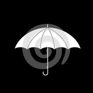 Umbrella side view icon isolated on black background.