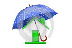 Umbrella with Sollar Panels Over House. 3d Rendering