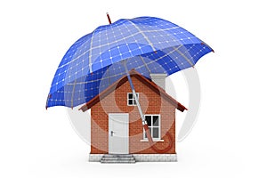 Umbrella with Sollar Panels Over House. 3d Rendering