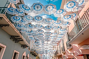 Umbrella street in San Juan Puerto Rico. National diabetes month concept.