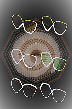 Umbrella and sunglasses 3d abstract design