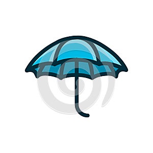 Umbrella symbol blue icon vector illustration isolated on white background