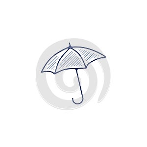 Umbrella thin line. Umbrella hand drawn pen style line icon