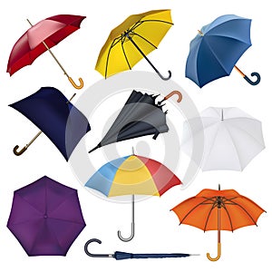 Umbrella vector umbrella-shaped rainy protection open and colorfull parasol accessory illustration set of autumn rained photo