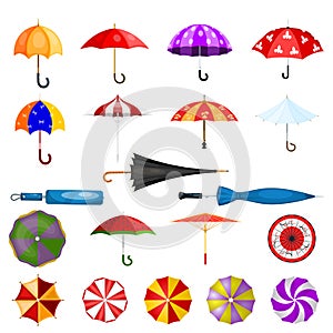 Umbrella vector umbrella-shaped rainy protection open or closed and parasol illustration set of protective cover photo