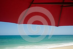 Umbrella view of playa San Pancho