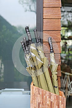 Umbrella waiting for using in customers service.