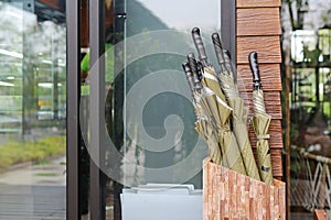 Umbrella waiting for using in customers service.