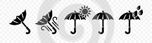 Umbrella, weather, wind and windy, sun shining and raining, graphic design