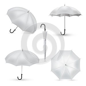 Umbrella white rainy season accessory realistic set