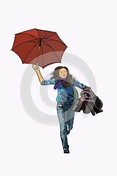 Umbrella Woman Run