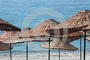Umbrellas background in Turkey beaches