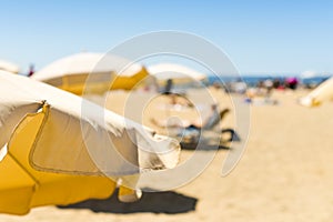 Umbrellas in a beach in the Mediterranean sea