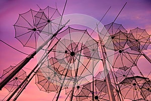 Umbrellas at the beach, sculpture of Giorgos Zongolopoulos